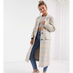 Asos plaid checkered long coat